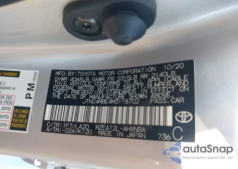 2021 Toyota Corolla Xse from USA, damaged, VIN JTNC4MBE4M3118702